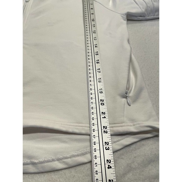 Puma Women's Full-Zip Hoodie Sweatshirt Large White Logo Pintuck Raglan Sleeve - Picture 8 of 10